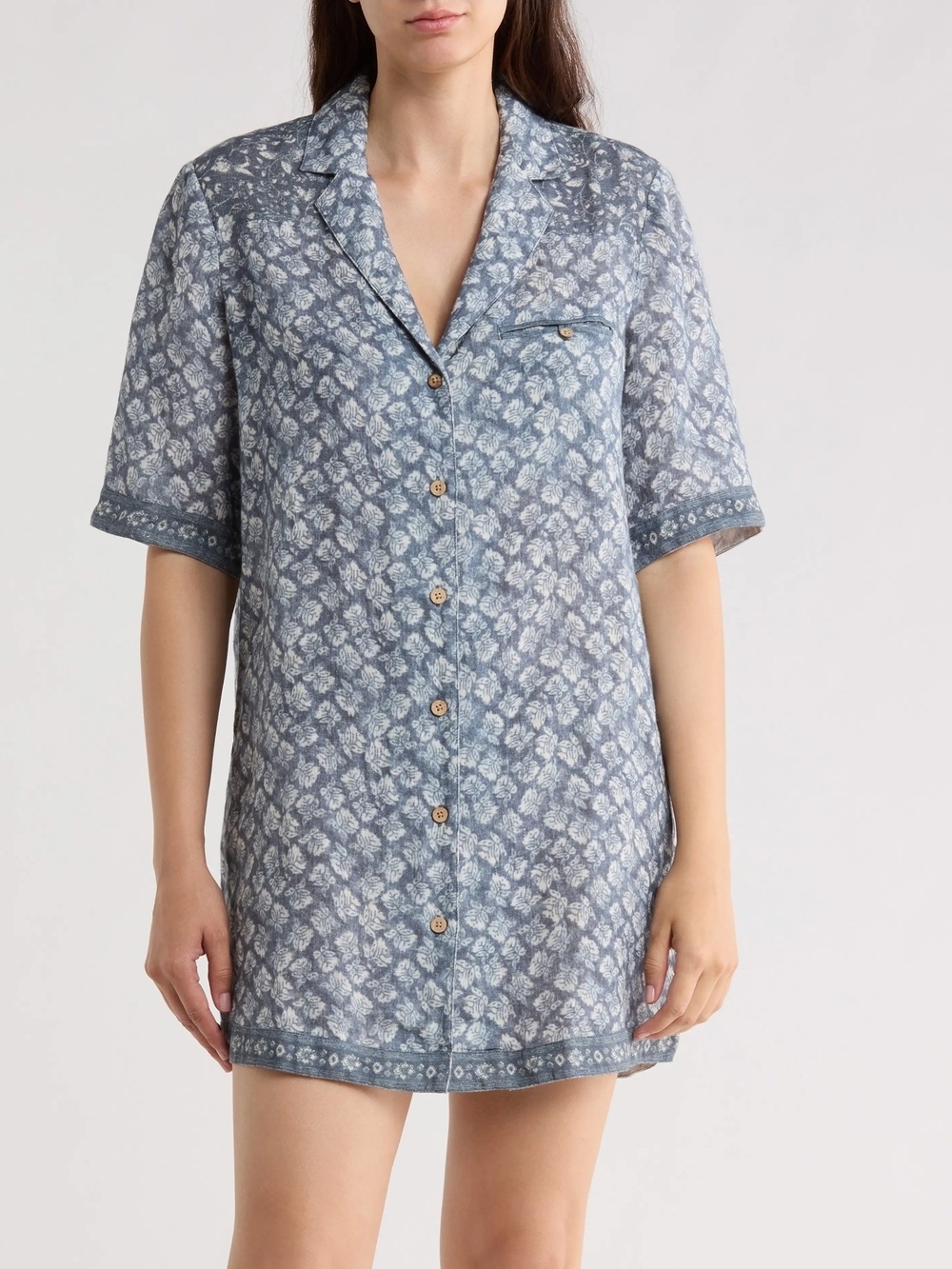 Faherty Women’s Paradise Point Short Sleeve Linen Shirtdress Soft Blue